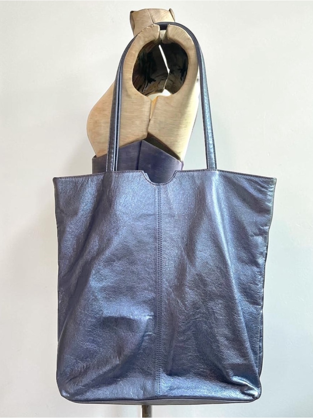 Wilsons Leather Metallic Blue Tote Bag